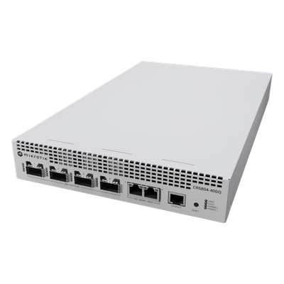 Switch 400 Gigabit / 4 Puertos QSFP-DD / 400G/200G/100G/50G/40G / 2 Puertos 1G/10G / Fuentes Hot-Swap / 1U Compacto | CRS804-4DDQ-HRM