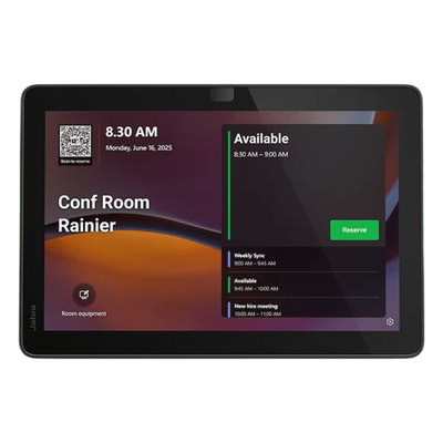 Panel de Programación de Salas / Pantalla Táctil 10.1" / Resolución 1920x1200 / Android 13 / PoE IEEE 802.3af / Wi-Fi 802.11ac / Bluetooth 5.2 / Certificado Microsoft Teams y Zoom Rooms / Barras LED de Disponibilidad / Montaje Flexible | SCHEDULER-JABRA