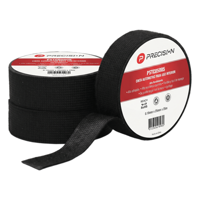 Cinta Automotriz de Fieltro PET / Espesor 0.28 mm / Ancho 19 mm / 18 m (59.1 ft) / Anti-Abrasión / Negro | PST-C050-05