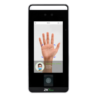 Terminal Biométrica / Reconocimiento Facial Visible Light / QR Code / Palm Vein / Detección de Mascarillas / Pantalla Táctil 5" / 6,000 Plantillas Faciales / 3,000 Plantillas Palma / TCP-IP / WiFi Opcional | SPEEDFACEV5LQR