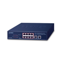 Switch de Escritorio de 8 Puertos 10/100TX 802.3at PoE+ / 2 Puertos 10/100TX / 120W PoE Budget / Modos Standard, VLAN y Extendido / Distancia Extendida Hasta 250m | FSD-1008HP