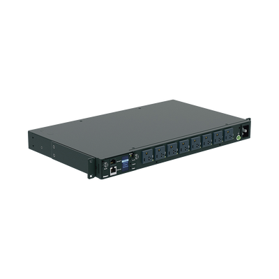PDU Switchable y Monitoreable por Toma (MS) para Distribución de Energía, Enchufe de Entrada NEMA 5-15P, Con 8 Salidas 5-20R, Horizontal 19in, 120 Vca, 15 Amp, 1UR | P08E14M
