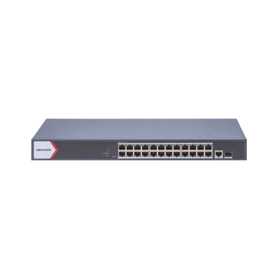 Switch Gigabit PoE+ / Administrable / 24 Puertos 1000 Mbps PoE+ / 1 Puerto 1000 Mbps Uplink  / 1 Puertos SFP Uplink / Configuración Nube Hik-Partner Pro / Modo Extendido hasta 300 Metros / 230 W | DS-3E1526P-EI/M