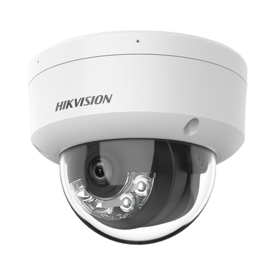Domo IP 4 Megapixel / Lente 2.8 mm / Dual Light (30 mts IR + 30 mts Luz Blanca) / Micrófono Integrado / Antivandálico IK08 / ACUSENSE Lite / Exterior IP67 / H.265 / PoE / ONVIF / Micro SD | DS-2CD1143G2-LIUF
