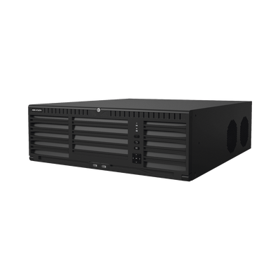 [Doble Poder de Decodificación] NVR 32 Megapixel (8K) / 128 Canales IP / AcuSense / ANPR / Conteo de Personas / 16 Bahías de Disco Duro / 2 Tarjetas de Red / Soporta RAID con Hot Swap / 2 HDMI en 8K / POS / Alarmas I/O  / Smart Search | DS-96128NI-M16/R