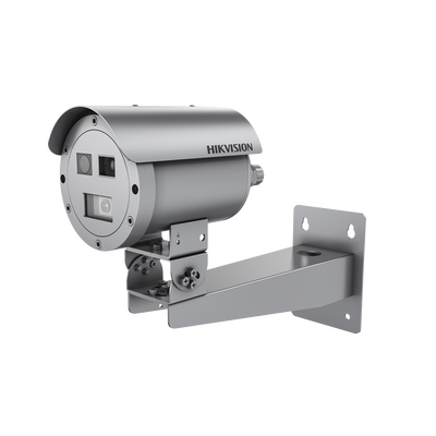 Bala IP Térmica Dual / Termico 7 mm (256 X 192) + Óptico 4 mm (4 MP) / Termométrica / Detección de Temperatura / IP68 / 30 mts IR / Antiexplosión / Anticorrosión | DS-2TD2568T-15/G0/T1Y