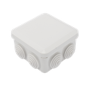 Caja Estanca, Derivación, Conexión de Plástico (89 X 89 X 50 mm) con 7 Glándulas de Goma. Para Instalaciones Comerciales,  Residenciales e Industriales. Cerrado a Presión. | PST-0808-ER