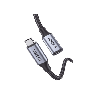 Cable USB-C Macho a USB-C Hembra | 1metro | USB-C 3.1 Gen 2 | Compatible con Thunderbolt 3 | Carcasa de Aluminio | Nylon Trenzado |  Transferencia de Datos 10 Gbps | Soporta hasta 100W para Carga Rápida. | 30205