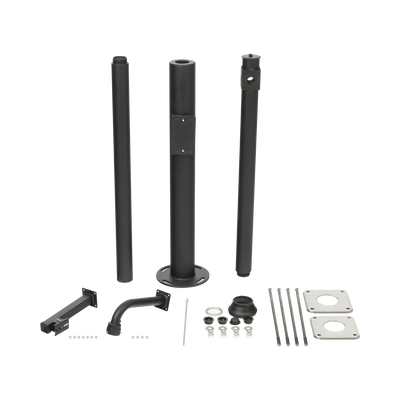 Poste Seccionado de 3 Metros / Especializado para la Instalación de Videovigilancia / Incluye Base de Cimentación y Brazo para Cámara PTZ / Color Negro | XGA-POLE-3M