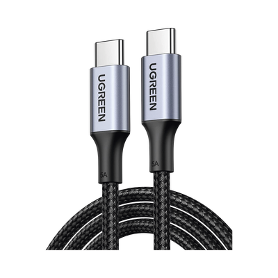 Cable USB-C a USB-C | 1 Metro | Carga Rápida de hasta 100W | Transferencia de datos 480 Mbps | PD3.0 | QC4.0/3.0/2.0 | FPC | AFC | Protección Integrada| Caja de Aluminio | Nylon Trenzado | Amplia Compatibilidad | Color Negro. | 70427