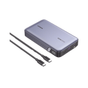 Power Bank de 20000mAh | 3 Salidas 100W Max. | USB-A + 2 USB-C | PD 3.0 | QC3.0 | FCP | SCP | Pantalla Inteligente | Carcasa Ignifuga | Color Gris | Incluye Cable USB de 50cm | Carga tu Laptop de Manera Segura. | 25188