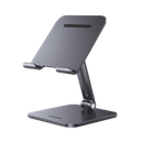 Soporte de Aluminio para IPad & Tablet | Plegable |Angulo Ajustable de 180° y 270° | Base Antideslizante | Protección  de Silicona | Amplia Compatibilidad con dispositivos de 7.9'' a 12.9'' | Aluminio Solido | Color Gris | 40393