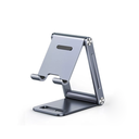 Soporte para Teléfono Celular de Aluminio | Angulo Ajustable | Amplia Compatibilidad con dispositivos de 4.7'' a 7.9'' | Antideslizante | Antiarañazos | Plegable | Color Gris. | 80708