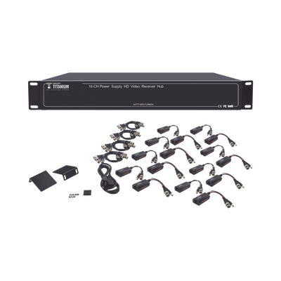 Kit de TRANSCEPTOR ACTIVO DE 16 Canales / VIDEO+PODER en un solo Cable UTP / 150m en 4K, 200m en 5 MP/ Envía 36 Vcc y recibe 12 Vcc / TODO INCLUIDO PARA RACK / Compatible con cámaras HD-TVI/CVI/AHD/CVBS / Instalación Limpia | KITTT16PVTURBOX