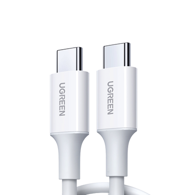 Cable USB-C a USB-C | 1 Metro | Carga Rápida de hasta 60W | Transferencia de datos de 480 Mbps | PD3.0 | QC 4.0/3.0/2.0 | FPC | AFC | Duradero y Flexible| Caja ABS | Cubierta de TPE | Color Blanco. | 60518