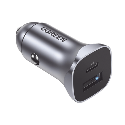 Cargador de Auto 24W | Puerto USB-A y USB-C | Carga Rápida | Compatible con Vehículos de 12 y 24 VCD | PD3.0 + QC3.0 | Indicador Led | Diseño Compacto | Chip Inteligente | Caja de Aluminio | 30780