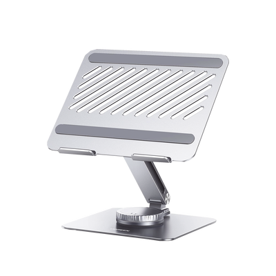 Soporte Giratorio de Aluminio para Laptop | Giratorio 360° | Función de Bloqueo | Soporta Laptops de 10 a 17.3''| Capacidad de Carga 5Kg | Excelente Estabilidad | Diseño Ergonómico | Altura y Angulo Ajustable | Plegable y Port&amp | 90849