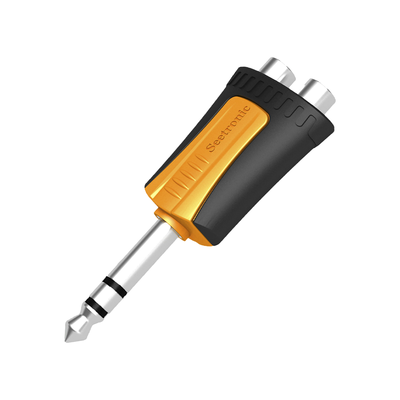 Conector Estéreo |  1/4in - 2 x RCA hembra | Adaptador de Carcasa de Plastico | | MP3-2RF