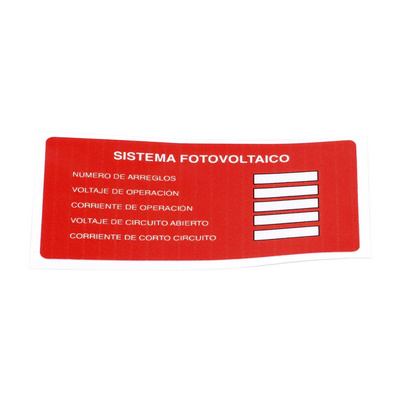 Etiqueta de Sistema fotovoltaico/ Paquete con 20 | PVLSYSTEMPV/20