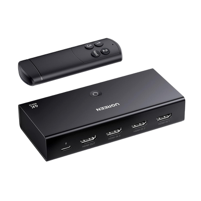 Conmutador HDMI Switch 4@60Hz | 3 Entradas a 1 Salida | 3D | HDR | Dolby Atmos | DTS5.1/7.1 | HDCP2.2 | PCM2.0 | HDMI2.0 | Reduce el Retraso y la perdida de fotogramas | Incluye Control Remoto. | 15376