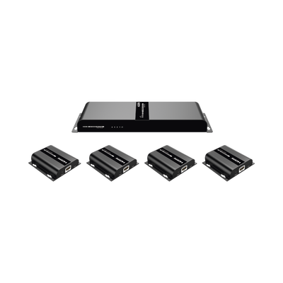 Kit Divisor y Extensor HDMI (Extender Splitter) | Divide 1 Fuente HDMI a 4 Pantallas | Extiende la señal HDMI hasta 120 m | Resolución 1080P @ 60 Hz | Cat 6/6a | Soporta IR | Baja Latencia | Uso24/7 | Alimente solo el Tx (PoC). | TT-314-HDBITT