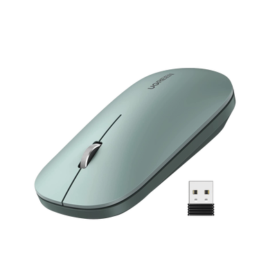 Mouse inalámbrico 2.4 GHz | Ultra Delgado y Silencioso | DPI 1000/1600/2000/4000 (Ajustable)  | Alcance 10m | Scroll de Aluminio | Adaptable a diferentes superficies | Diseño suave al tacto | Contiene Receptor USB | Color Verde | 90374