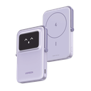 Power Bank Inalambrico | 5000mAh | 7.5W  |  Con Emojis de Estado | Carga Rápida USB-C Bidireccional  | Pantalla TFT  Inteligente | 13 niveles de Proteccion | Con Holder | Color Purple. | 35606