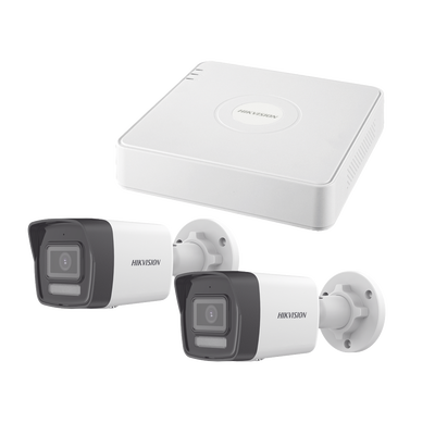 Kit IP 1080p (2 Megapixel) / NVR de 4 Canales con 4 Puertos PoE / 2 Cámaras Bala IP con Microfono Integrado / ColorVu Lite y ACUSENSE Lite | KIPCSTART