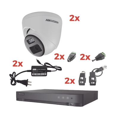 Kit Audio Bidireccional TurboHD 1080p / DVR 4 Canales / 2 Cámaras Eyeball (Exterior) con Bocina y Microfóno Integrado / 2 Fuentes de Poder / Accesorios | KH-1080P-2E-TWA
