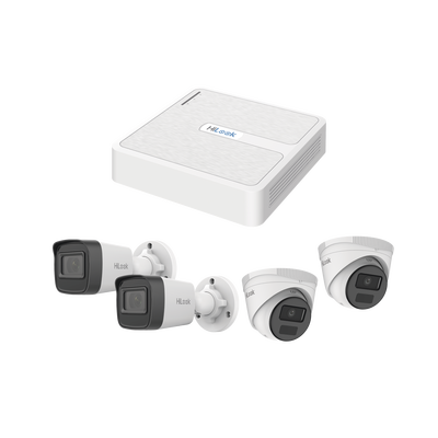 Kit IP 2 Megapixel / NVR de 8 Canales con 8 Puertos PoE / 2 Cámaras IP Bala para Exterior / 2 Cámaras IP Domo para Exterior | KIPH2B2D/2MP