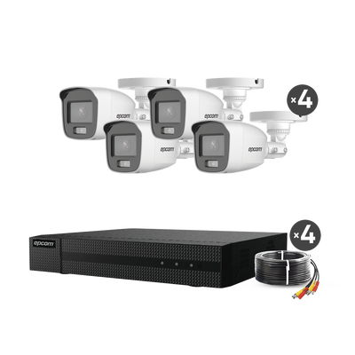 Kit TurboHD 1080p / DVR 4 Canales / 4 Cámaras Bala ColorVu con Microfono Integrado / Fuente de Poder / Accesorios de Instalación | B8-KIT-CV/A
