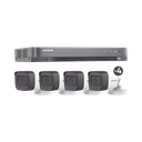 (MICRÓFONO INTEGRADO) KIT TURBOHD 5 Megapixel / DVR 4 Canales / 4 Cámaras Bala con Micrófono Integrado (exterior 2.8 mm) / Fuente de Poder / Accesorios de Instalación | HIK5MPSLQ-KIT(B)