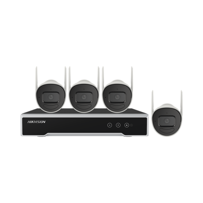 Kit IP Inalámbrico 4 Megapixel / NVR 4 Canales / 4 Cámaras Bala para Exterior / 1 HDD de 1 TB / Modo Repetidor | NK44W0H-1T(E)
