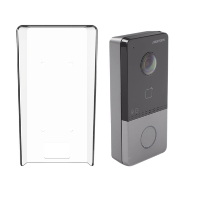 Kit Videoportero IP + Carcasa protectora 2 Megapixel  / PoE Estandar / IP65  / Apertura desde Hik-connect / Soporta 1 Departamento y Hasta 6 Monitores / Soporta Tarjetas Mifare / 1 Salida Relay | DS-KV6113-PE1(C)/K