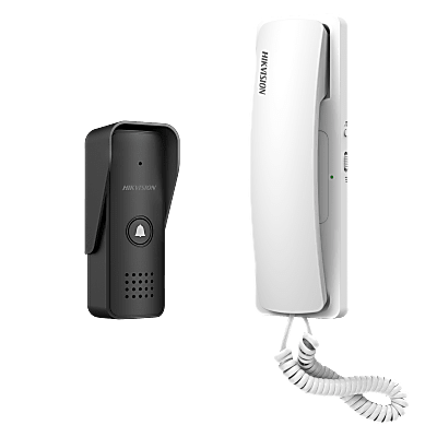 Kit de Audioportero Analógico a 2 Hilos / Apertura de 2 Puertas / Diferentes Tonos y Volúmenes de Timbre / Protección IP55 | DS-KIS103/US