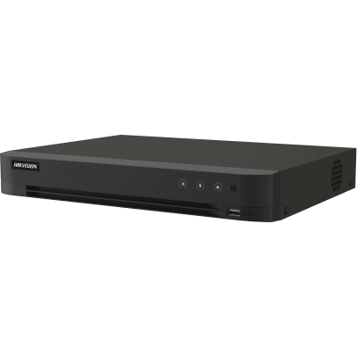 DVR 16 Canales TURBOHD + 16 Canales IP / 8 Megapixel (4K) / Audio Bidireccional / ACUSENSE / Audio Bidireccional / 1 Bahía de Disco Duro / Salida de Video en Full HD / H.265+ | IDS-7216HUHI-M1/T