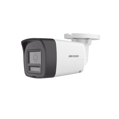 [Audio Bidireccional + Sirena & Estrobo + Dual Light + ColorVu] Bala TURBOHD 4K (8 Megapixel) / Lente 2.8 mm / 30 mts IR EXIR + 20 mts Luz Blanca / Micrófono y Bocina Integrado / Exterior IP67 / Metal / dWDR | DS-2CE16U0T-LXTS