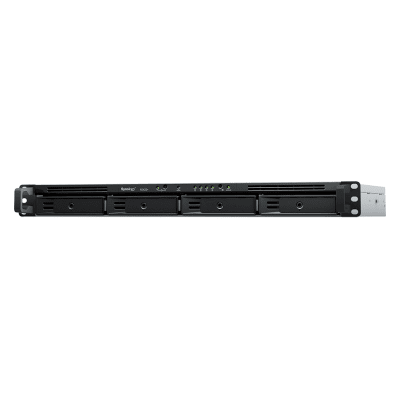 NAS RackStation RS422+ | 4 Bahías | 1U | AMD Ryzen R1600 | 2 GB DDR4 ECC | 570 MB/s Lectura | 530 MB/s Escritura | Puertos Dual 1GbE | Actualización 10GbE | Compatibilidad RAID | Synology DSM. | RS422+
