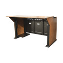 Consola Profesional para Monitoreo | Con Porta PC | Con Tomacorriente | Tapas Removibles | Color Negro y Nogal con Veta | Lamina de Acero Rolado Calibre 18 | Pintura en Polvo Electrostática. | EM-S01