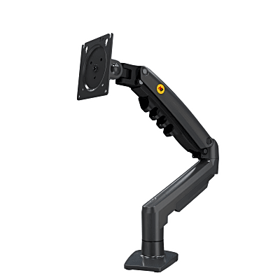 Brazo Ajustable para Monitor Ergonómico / Compatible con Monitores de 17" - 30" / Capacidad de Peso hasta 9 kg / Rotación 360° / Inclinación +85° a  -30° / Giro 180° / Ajuste de Resorte de Gas / Color Gris | F80NB