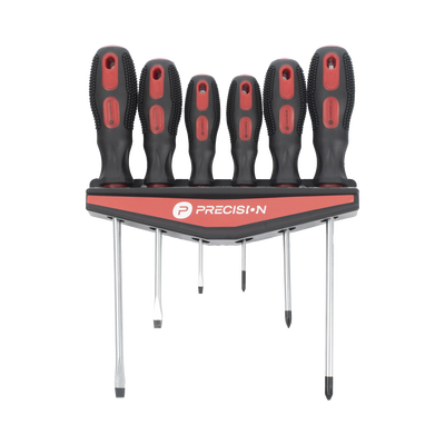 Juego de 6 desarmadores CrV con organizador y Mango Bicolor. | PST-H020-07