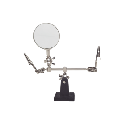 Soporte con lupa y dos brazos con clip. Ideal para trabajos de soldadura. | EP390