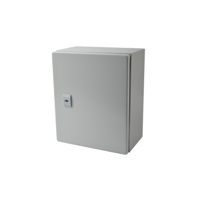 Gabinete de Acero IP66 Uso en Intemperie (250 x 300 x 150 mm) con Placa Trasera Interior Metálica y Compuerta Inferior Atornillable (Incluye Chapa y Llave T). | PST-2530-15A