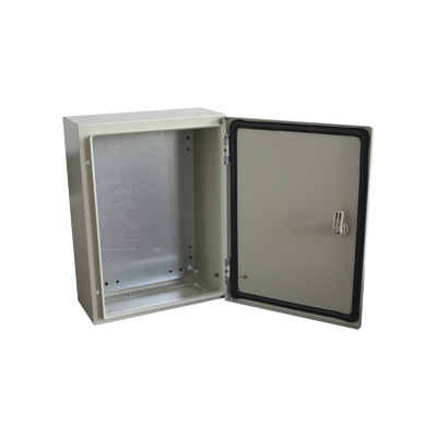 Gabinete de Acero IP66 Uso en Intemperie (300 x 400 x 200 mm) con Placa Trasera Interior de Metal y Compuerta Inferior Atornillable (Incluye Chapa y Llave T). | PST-3040-20A