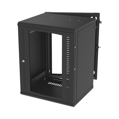 Gabinete Abatible de Pared (Con Marco Trasero) con Rack 19" de 16 Unidades. Ventana de Cristal Templado. | SR-1916-GAP-V4