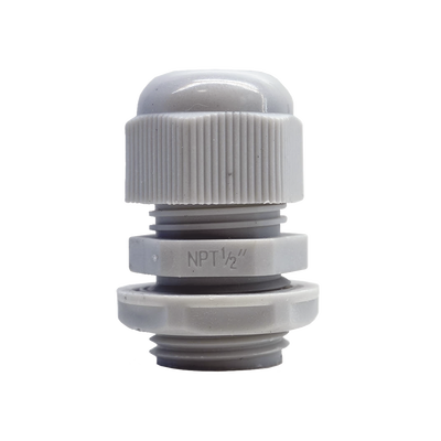 Conector Plástico Blanco Tipo Glándula para Rosca NPT 1/2" | TXG-PG-12N