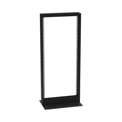 Rack de 2 Postes (Doble Perforación), Estándar 19", 24 Unidades, Fabricado en Acero, Base "L" para Anclar a Piso. | EI-RL-5524-DR