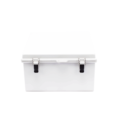 Gabinete de Plástico ABS, Uso en Intemperie ip66 (300 x 300 x 180 mm) Cierre por Broche Inoxidable y Permite Cerrado con Candado y Llave (Perno 5mm) No Incluido | PST-3030-18E