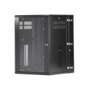 Gabinete PanZone de Montaje en Pared, de 19in, Puerta con Ventana de Seguridad, 18 UR, 635mm de Profundidad, Color Negro | PZWMC18W