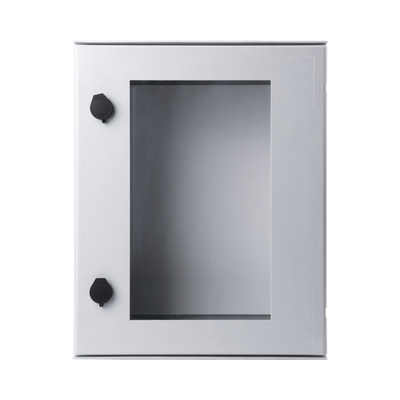 Gabinete de Poliéster IP65 Puerta Transparente, Uso en Intemperie (400 x 500 x 200 mm) con Placa Trasera Interior de Plástico (Incluye Chapa y Llave). | PST-4050-20PT